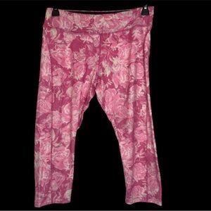 LuLaRo Leggings Pink Floral XL Workout Gym Fitness Yoga Knee Length NEW Women